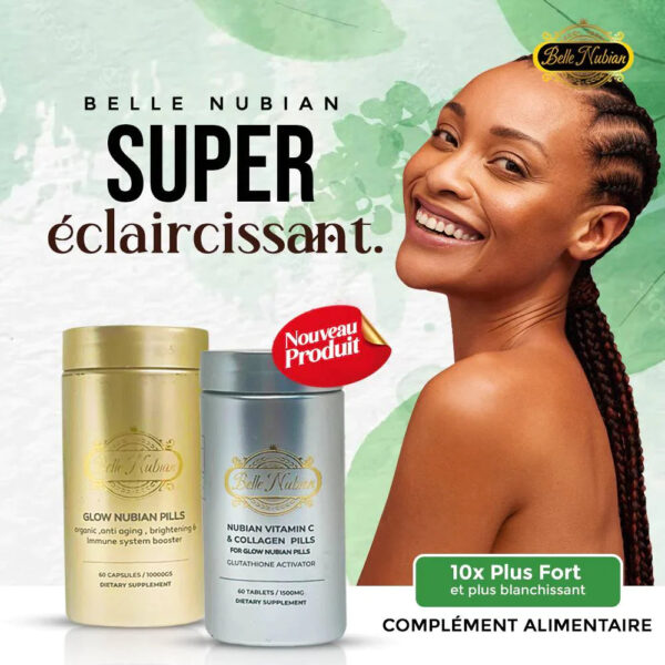 DUO ECLAIRCISSEMENT : PILULES GLOW NUBIAN + VITAMINE C & COLLAGENE – Image 3
