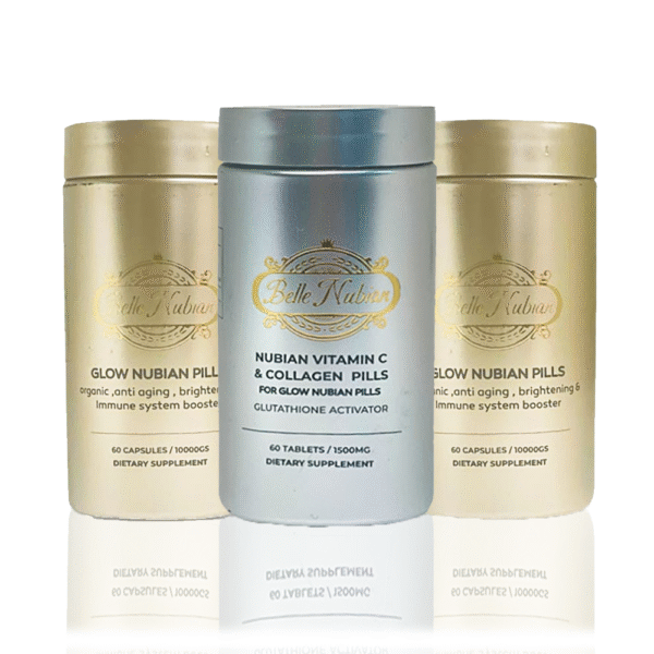 2 BOITES GLOW NUBIAN + 1 BOITE VITAMINE C & COLLAGENE